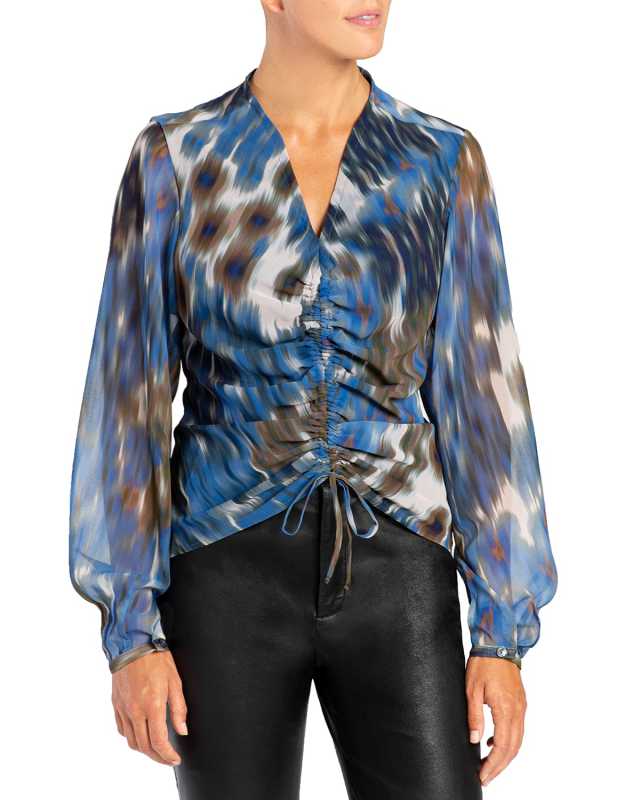 Vida Ruched Drawstring Front Blouse